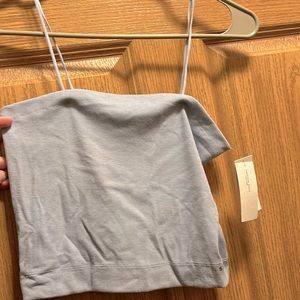 American Eagle Outfitters Ribbed Light Blue Strapless/Tank Top Cropped Top